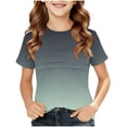 thumbnail image 1 of Zpanxa Girls T Shirts Ombre Print Crew Neck Short Sleeve Summer Casual Tee, 1 of 5