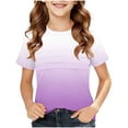 thumbnail image 1 of Zpanxa Girls T Shirts Ombre Print Crew Neck Short Sleeve Summer Casual Tee, 1 of 5