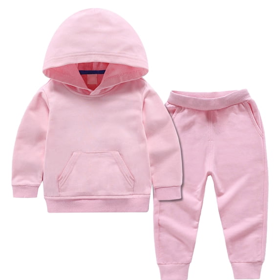 Zpanxa Girls Short Sets Toddler Kids Candy Color Solid Color Legging Casual Kids Sports Pant Hoodie Set Pink 2 Years