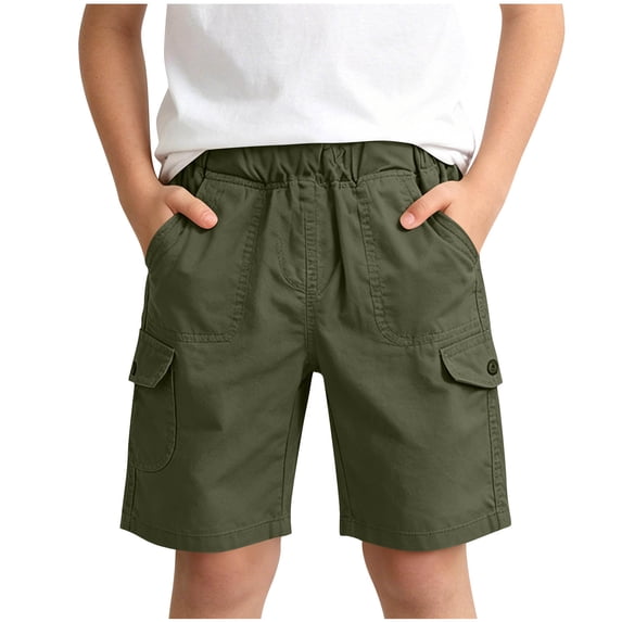 Zpanxa Boy's Denim Cargo Shorts Solid Elastic Waist Multi-Pocket, Lightweight Breathable for Summer Outdoor