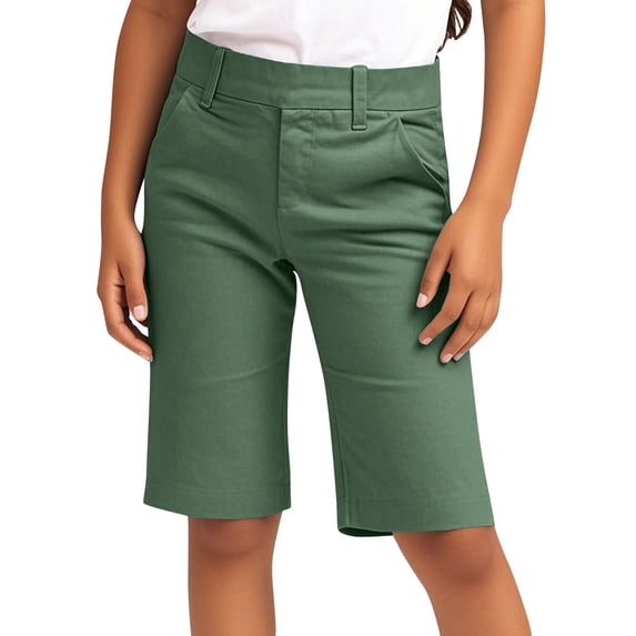Zpanxa Girls Shortall Shorts Solid Work Shorts with Button, Zipper and Pockets, Lightweight for Kids