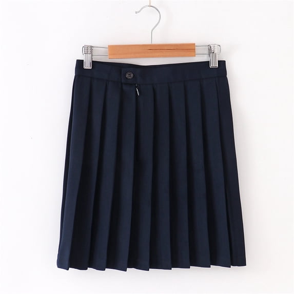 Zpanxa Girls Pleated Skirt Elastic Waist A-Line Solid College Half Skirts