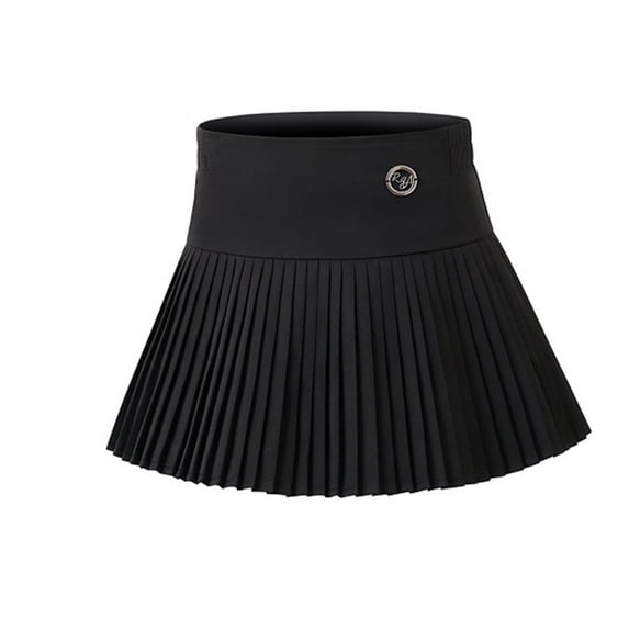 Zpanxa Girls Skirts Girls' Elastic Waist Pleated Solid Trendy College Sports Mini Skirts Black 10 Years