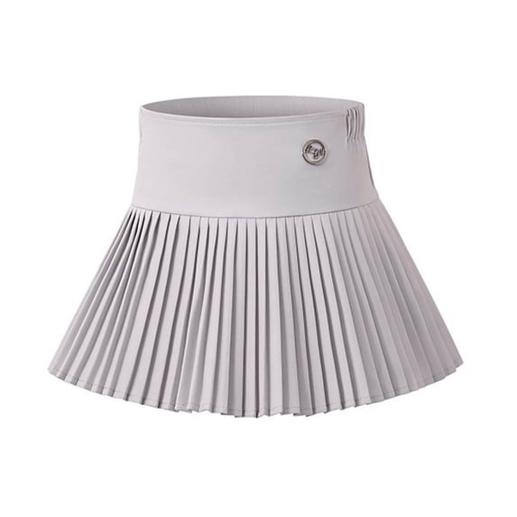 Zpanxa Girls Skirts Girls' Elastic Waist Pleated Solid Trendy College Sports Mini Skirts Gray 10 Years