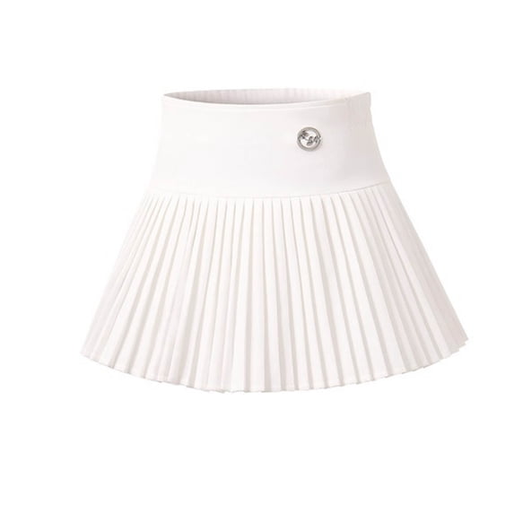 Zpanxa Girls Skirts Girls' Elastic Waist Pleated Solid Trendy College Sports Mini Skirts White 12 Years