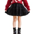 thumbnail image 1 of Zpanxa Girls Ruffle Skirt Performance Short Plain Velvet Lace Puffy Elastic Waist Festival Cake Skirts, 1 of 5