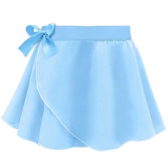 Zpanxa Skorts for girls Chiffon Wrap A‑Line Skirt with Bow Blue 3 Years