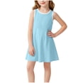 thumbnail image 1 of Zpanxa Girls Summer Dress Girl's Casual Sundress Floral Print Sleeveless Round Neck Dresses Blue 2 Years, 1 of 7