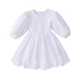 thumbnail image 1 of Zpanxa Girls Summer Dress Girls' Long Sleeve Round Neck Puff Sleeve Dress Ruffle Hem Loose Fit Spring Summer Casual Outfit, 1 of 3