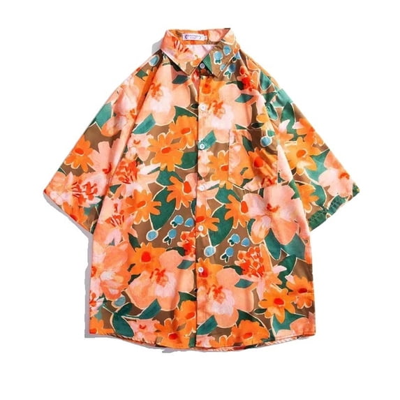 Zpanxa Shirts for Girls Short Sleeve Collared Floral Print Holiday Casual Vacation Blouse Top 13 Years