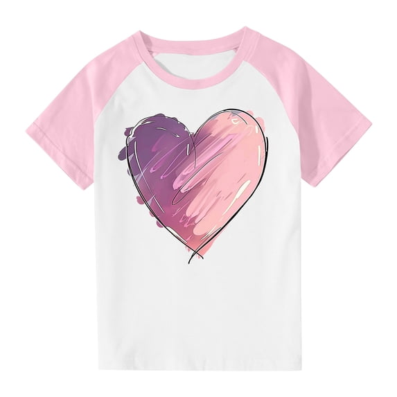 Zpanxa T Shirts for Girls Short Sleeve Crew Neck Multi Pattern Print Daily Casual Blouse 3 Years