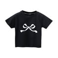 thumbnail image 1 of Zpanxa Kids Shirts for Girls Art Print Crew Neck Casual Top Short Sleeve Decorative Bow Detail 2-3 Years, 1 of 3