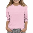 thumbnail image 1 of Zpanxa Kids Shirts for Girls Trend Crew Neck Fashion Tee 3/4 Sleeve Daily Casual Silhouette 7 Years, 1 of 5