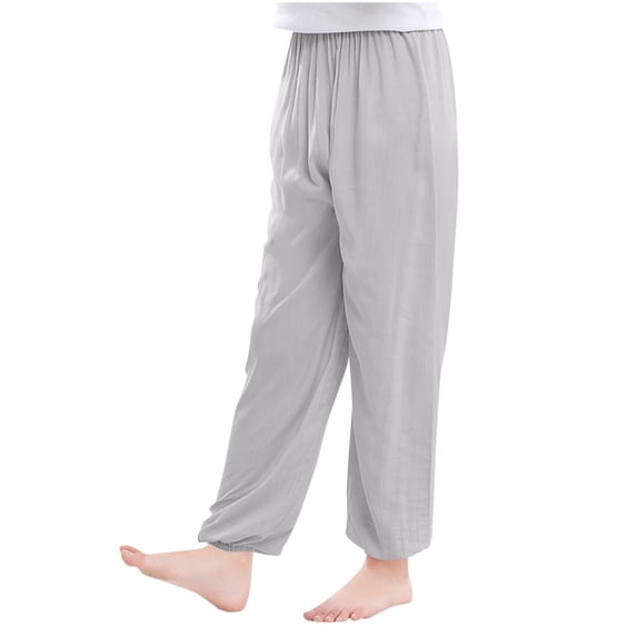 Zpanxa Girls Sweatpants Kids Loose Fit Elastic Waist Cuffed Joggers Soft Knit Solid Color Sweatpants for Daily Casual Home Wear Gray 7 Years