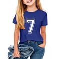thumbnail image 1 of Zpanxa Girls T Shirts Kids Digital Printed Casual Round Neck Short Sleeve Shirt Men's and Women's Casual T-shirt Dark Blue 11-12 Years, 1 of 6