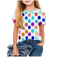 thumbnail image 1 of Zpanxa Kids T Shirts Short Sleeve Round Neck Shirt with Bold Polka Dot Print Casual Summer Top, 1 of 5