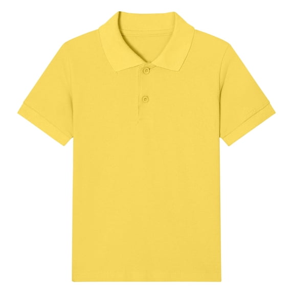 Zpanxa Girls T Shirts Kids Solid Color Lapel Short Sleeve T-shirt Mid Size Casual and Comfortable Top for Adults Yellow 2 Years