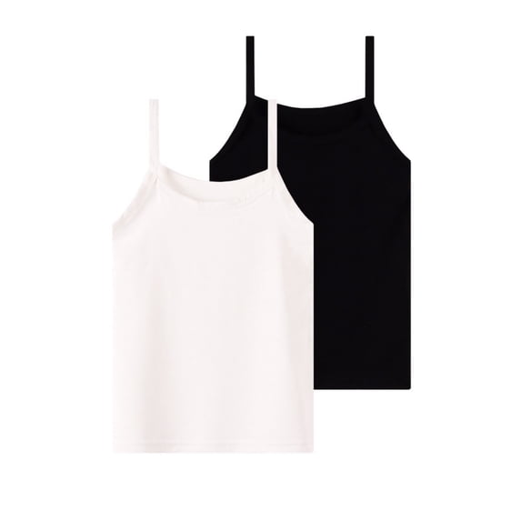 Zpanxa Girls Tank Tops 2-Pack Soft Spaghetti Strap Camisole Scoop Neck Knit Basic Undershirt for Daily Wear