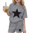 thumbnail image 1 of Zpanxa Girls Trendy 2 Piece Outfit Set Star Graphic Print Oversized T-Shirt and Shorts Summer Casual Kids Clothing Set, 1 of 7