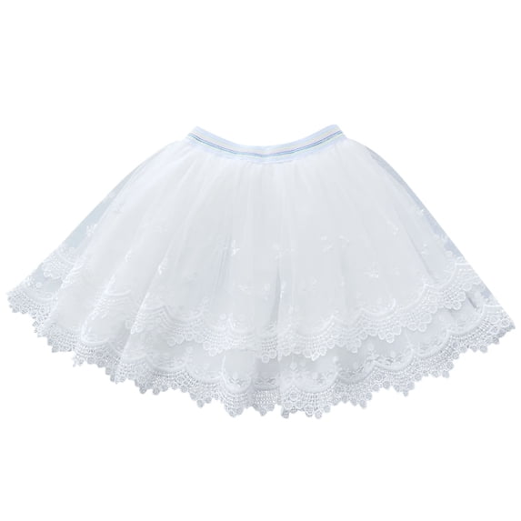 Zpanxa Girls Ruffle Skirt Casual Tiered Tutu Skirt Elastic Waistband & Multi-Layer Mesh, Solid Color Fluffy Breathable Fabric