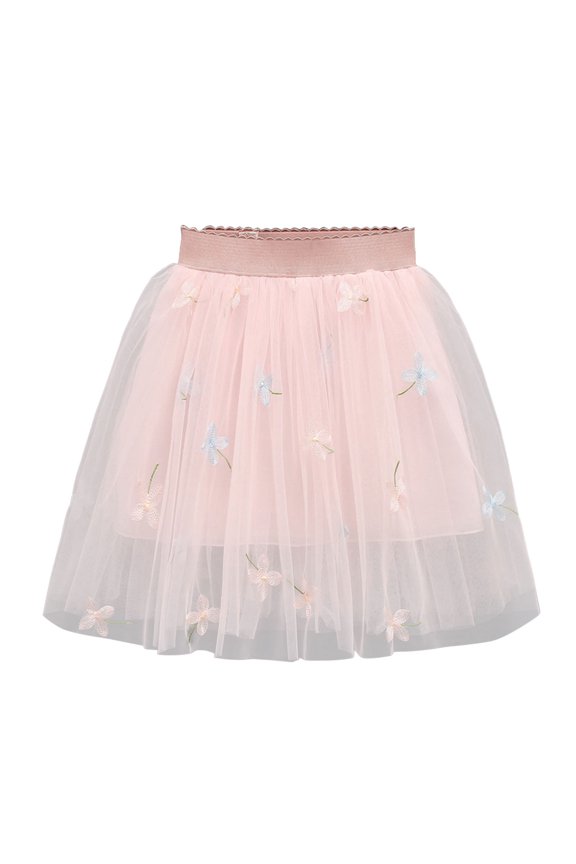 Girls Tutu Skirt Girls' Elastic Waist Embroidered Gauze Solid Princess Casual Short Half Skirts Pink 10 Years
