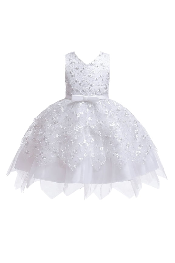Girls White Dress Kids Dress Skirt Girl's Cloth Small and Little Girl Princess Skirt White 1 Years
