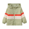 thumbnail image 1 of Zpanxa Girls Windbreaker Jackets Kids Color Block Stripe Hooded Light Windbreaker Girls Spring Fall Water Resistant Transition Jacket, 1 of 9