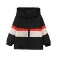 thumbnail image 1 of Zpanxa Girls Windbreaker Jackets Kids Color Block Stripe Hooded Light Windbreaker Girls Spring Fall Water Resistant Transition Jacket, 1 of 9