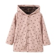 thumbnail image 1 of Zpanxa Girls Winter Coats Girls Ditsy Floral Print Fleece Lined Hooded Coat Kids Mid-Length Windproof Warm Winter Jacket, 1 of 9