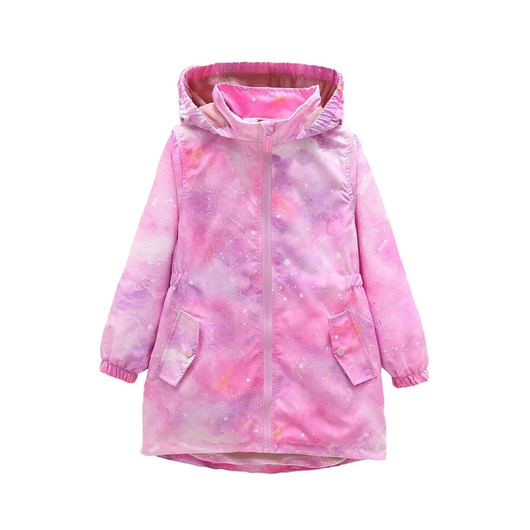 Zpanxa Girls Winter Coats Girls Galaxy Tie Dye Fleece Lined Hooded