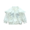thumbnail image 1 of Zpanxa Girls Winter Coats Thin Top Spring Fall Jacket Cardigan Ruffled Round Neck Jacket Outerwear White 13 Years, 1 of 3