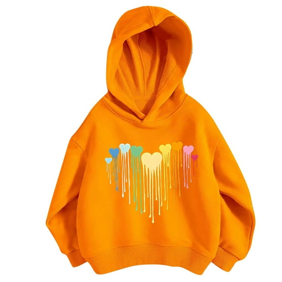 Zpanxa Gradient Heart Paw Print Hoodie, Boys Girls Fleece Pullover with Pocket, Long Sleeve Casual Kawaii Style Sweatshirt for Kids 2-14 Years