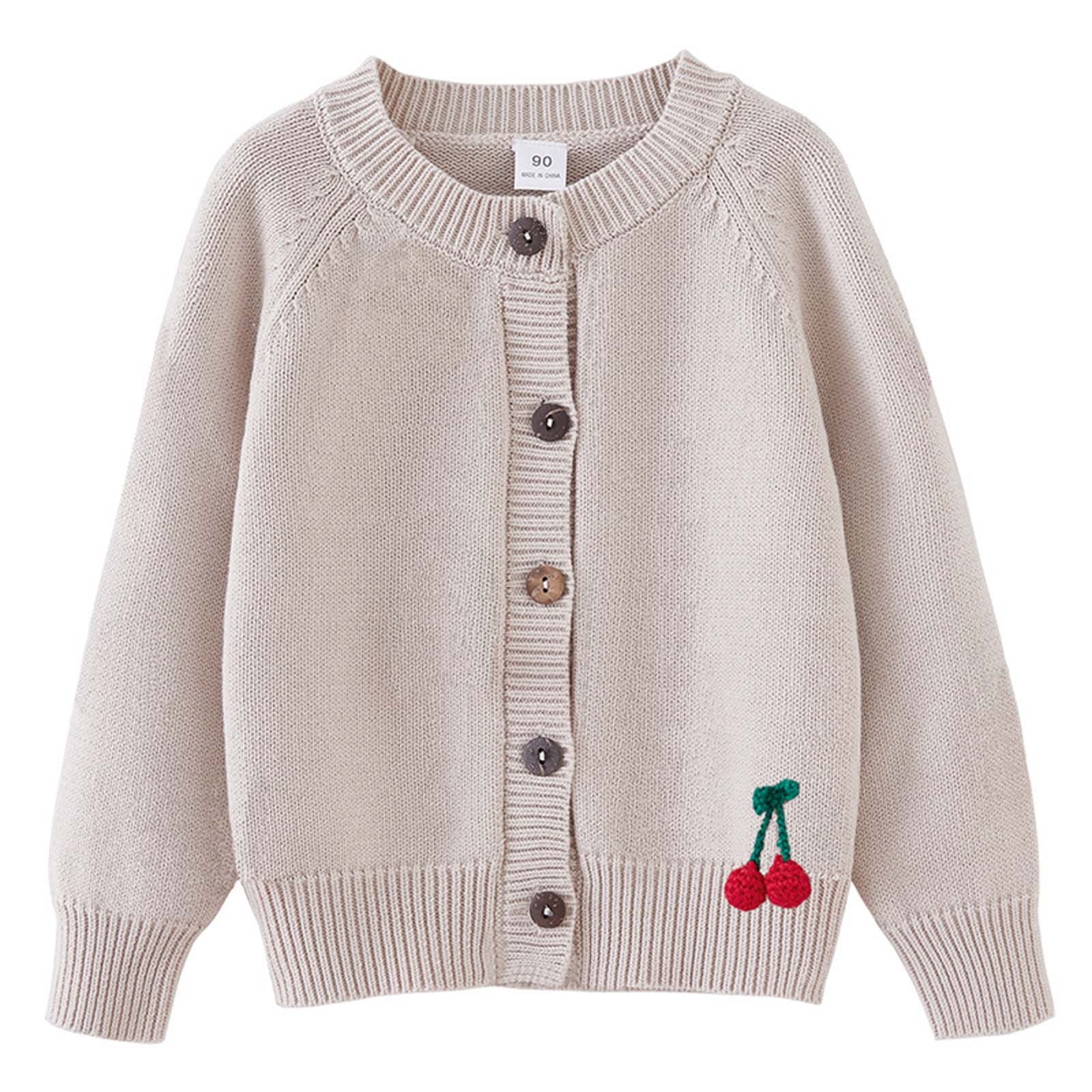 Zpanxa Hand Crochet Kids Cardigan Floral Embroidery Round Neck