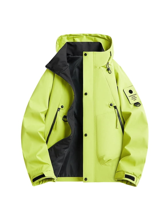 Heavy-Duty Waterproof Work Jacket Windproof Hooded Long Sleeve Rugged Raincoat for Outdoor Construction and All-Weather High-Visibility Work Commute Green 4XL