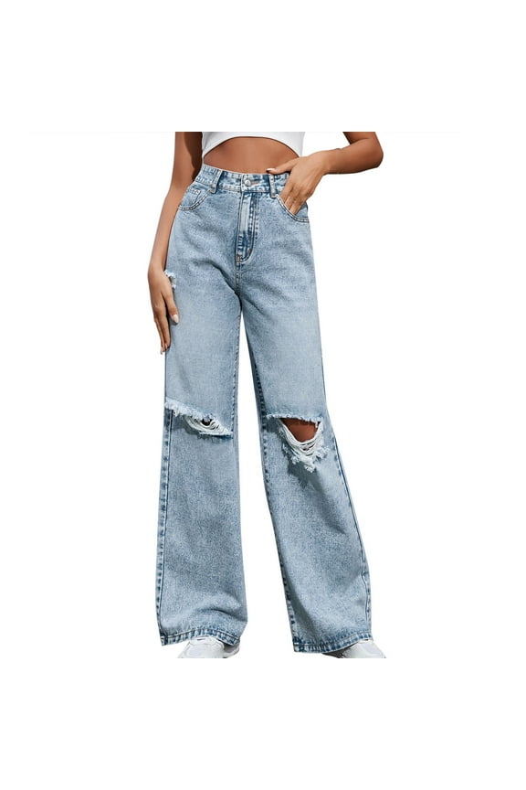 Heritage Straight Jeans for Women High Waisted Vintage Wash Modern Proportion Loose Fit for Timeless Style Blue S