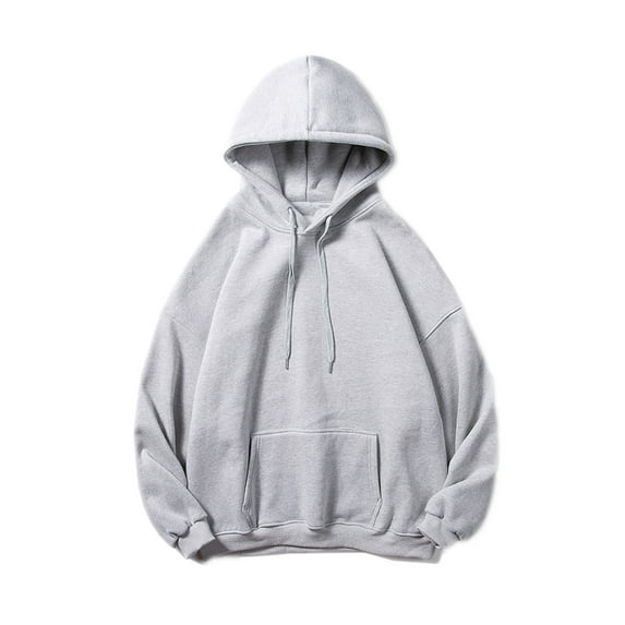 Zpanxa Hoodies for Men Casual Long Sleeve Hooded Pullover Sweatshirt Lightweight Solid Color Hoodie Gray B XL