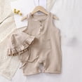 thumbnail image 1 of Zpanxa Infant Girl Strap Romper Suspender Jumpsuit Outfit Set 2 Piece Summer Clothes with Ruffle Hat Soft Breathable Vest Bodysuit Solid Color, 1 of 3