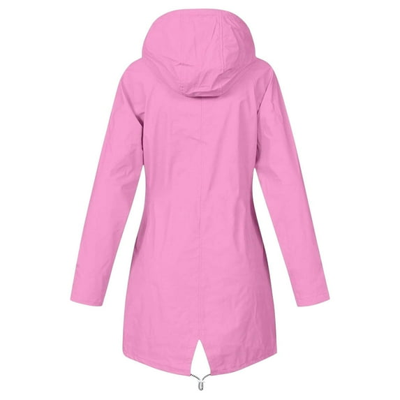 Zpanxa Jackets for Women Fall Winter Plus Size Coats Casual Solid Warm Hooded Coats Lightweight Windproof Coat Loose Waterproof Overcoat Outerwear Pink 3XL