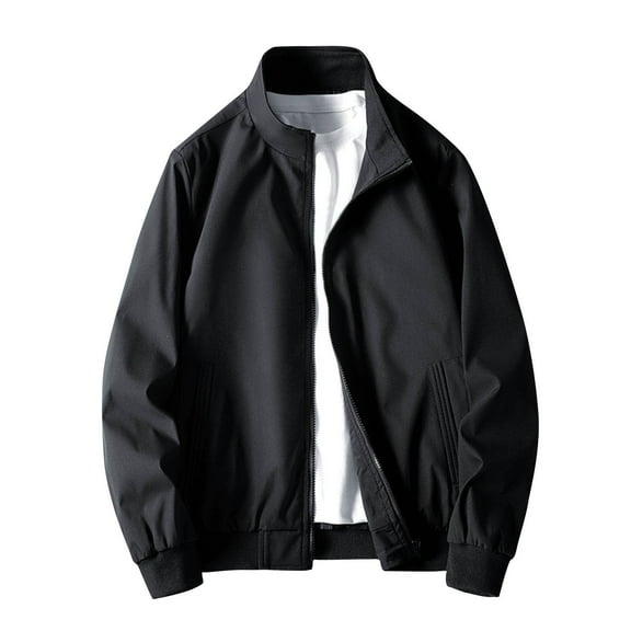 Zpanxa Jackets for Men Fashion Lightweight Drawstring Hooded Coats Slim Zip up Jacket Outwear Black XXL