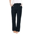 thumbnail image 1 of Zpanxa Joggers for Women, Women's Casual Color Fashionable Pocket Elastic Waist Straight Pants Dark Blue B M, 1 of 5