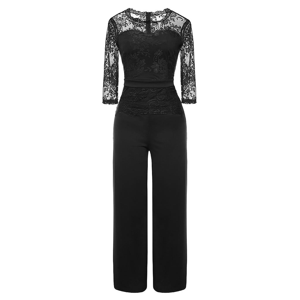 Zpanxa Jumpsuit for Women Clearance Three Quarter Sleeve Elegant