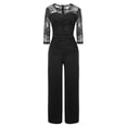 thumbnail image 1 of Zpanxa Jumpsuit for Women Clearance Three Quarter Sleeve Elegant Party Evening Casual Lace Jumpsuit High Waisted Wide Leg Pants Black XL, 1 of 7