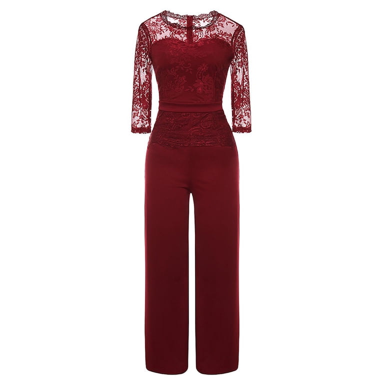 Zpanxa Jumpsuit for Women Clearance Three Quarter Sleeve Elegant