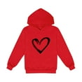 thumbnail image 1 of Zpanxa Kawaii Heart Print Hooded Sweatshirt, Boys Girls Adjustable Drawstring Pocket Pullover, Long Sleeve Breathable Kids Streetwear Top for Toddler Youth 1-14 Years, 1 of 2