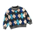 thumbnail image 1 of Zpanxa Kids Argyle Plaid Crew Neck Sweatshirt Long Sleeve Pullover Ribbed Trim Toddler Gray 4-5 Years, 1 of 3