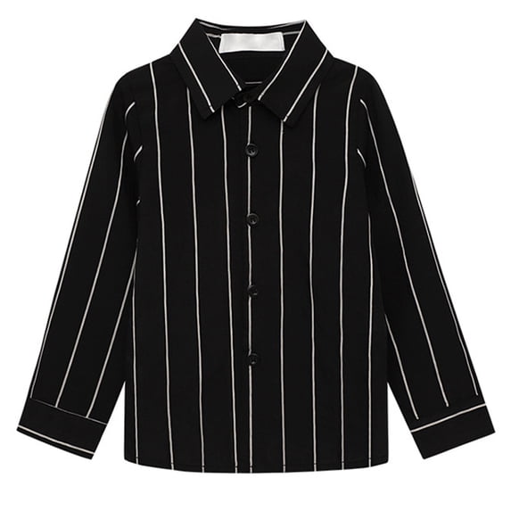 Zpanxa Kids Blue White Striped Long Sleeve Button Down Shirt Casual School Wear Toddler Black 8 Years