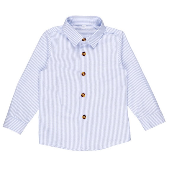 Zpanxa Kids Blue White Striped Long Sleeve Button Down Shirt Casual School Wear Toddler Blue 4 Years