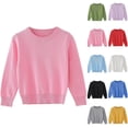 thumbnail image 1 of Zpanxa Kids Crew Neck Solid Basic Knit Pullover Sweater Long Sleeve Soft Lightweight Casual Layering Tops Cotton Sweaters for Girl, 1 of 5
