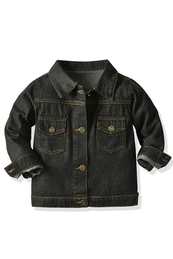 Kids Denim Jacket Vintage Style Relaxed Fit Button Front Long Sleeve All Season Casual Outerwear for Boys Girls Ages 2 to 8