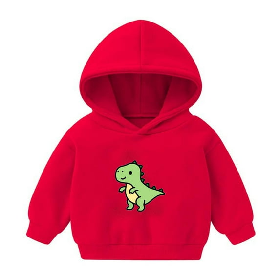 Zpanxa Kids Dinosaur Print Hoodie Sherpa Lined Pullover with Front Pocket for Playful Style 2-8 Years
